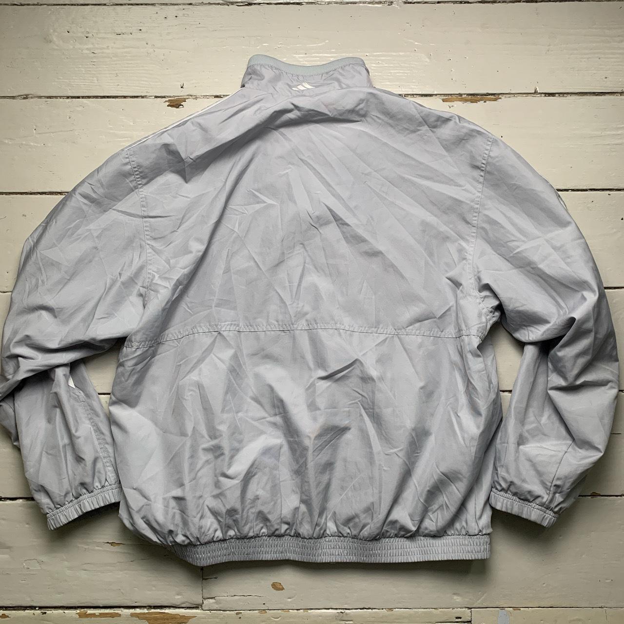 Adidas Vintage Silver Grey and White Shell Tracksuit Jacket