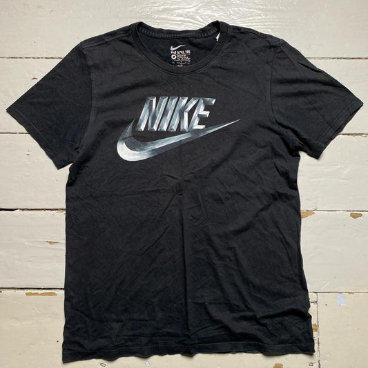 Nike Metal Swoosh Vintage T Shirt Black and Silver