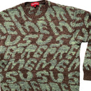 Supreme Stacked Thick Knit All Over Spellout Green and Brown Jumper (S)