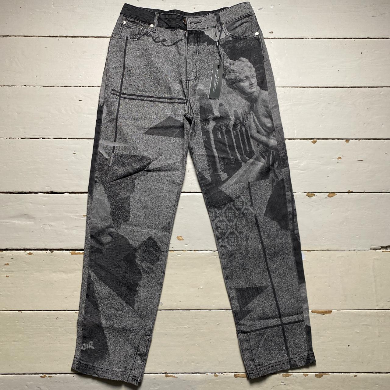 Maniere De Voir All Over Greek Print Grey Jeans