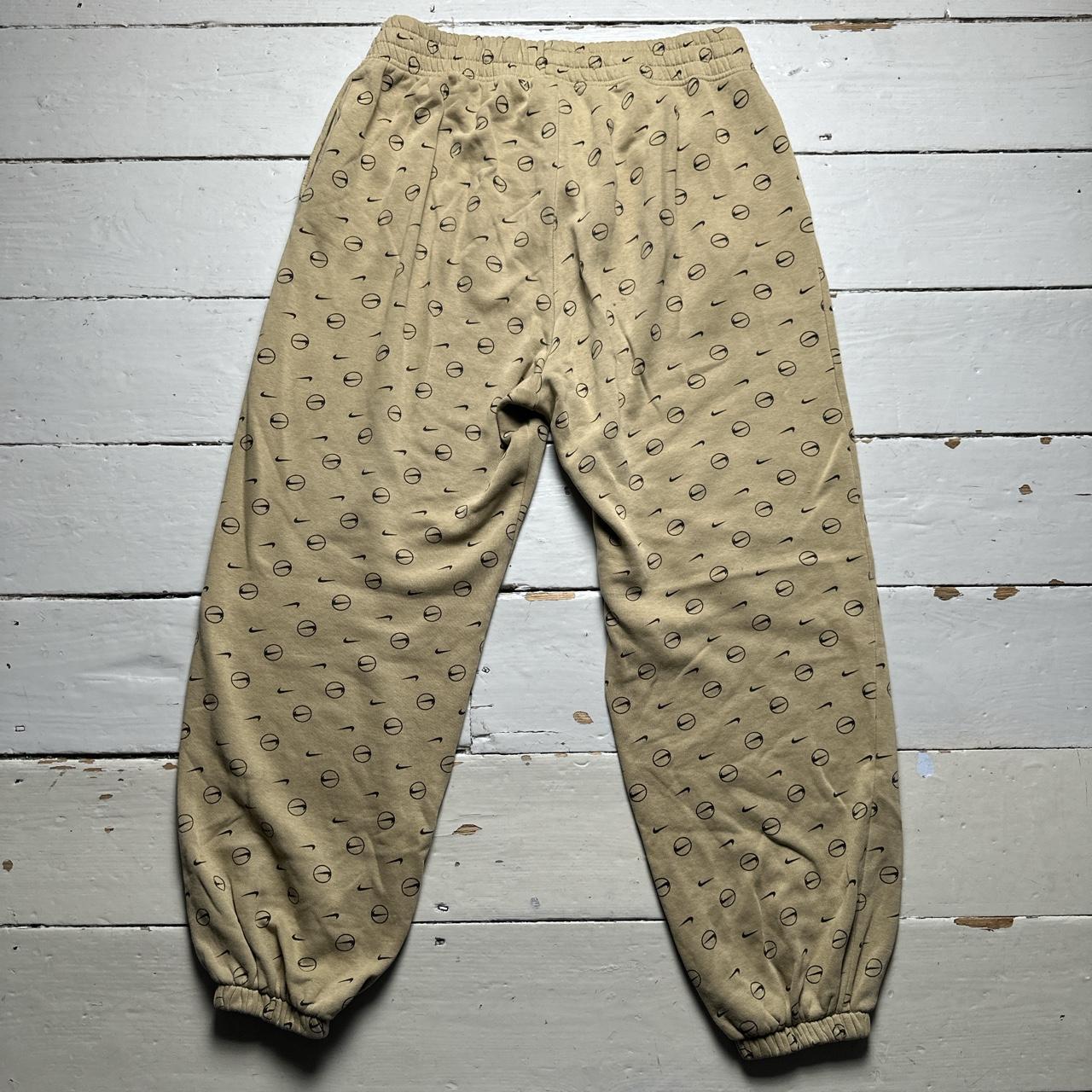 Nike Multi Swoosh Cream Beige and Brown Baggy Jogger Bottoms