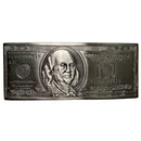 100 Dollar Bill Benjamin Franklin Vintage Belt Buckle Silver