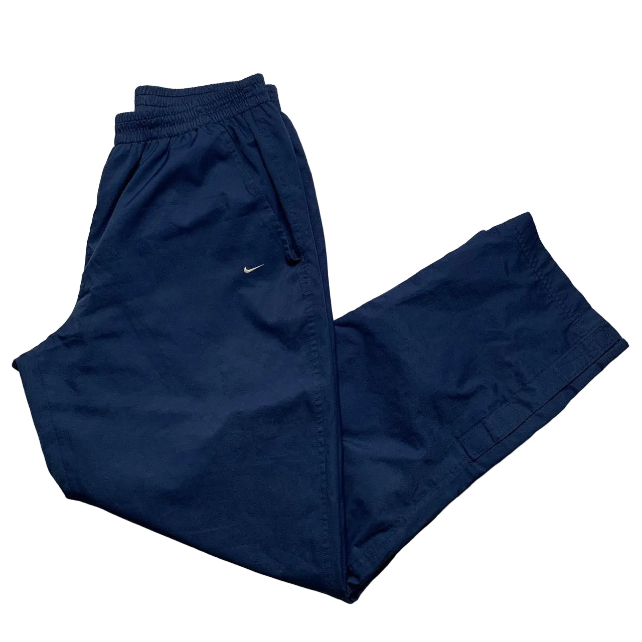 Nike Swoosh Navy and White Shell Trackpant Baggy Bottoms (L)