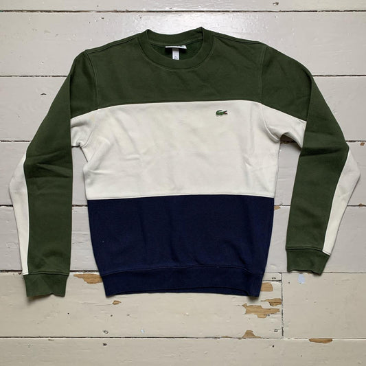 Lacoste Olive Green White and Navy Jumper