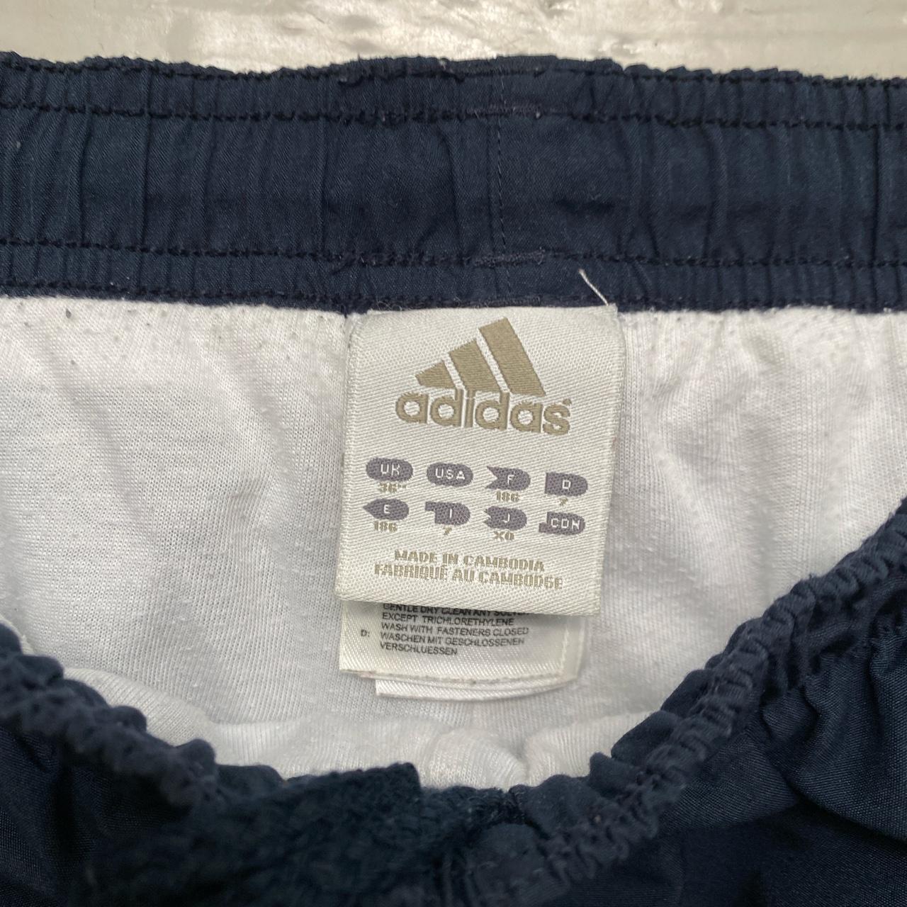 Adidas Navy and White Shell Track Pant Bottoms