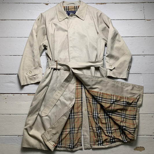 Burberry Burberrys Vintage Cream Trench Coat with Belt