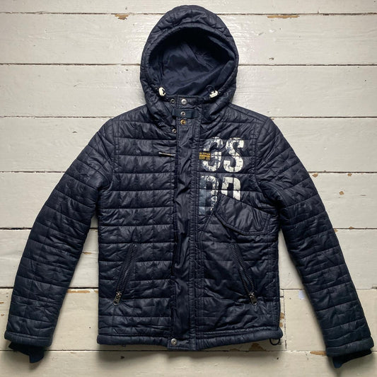 G Star Raw Navy and White Puffer Jacket