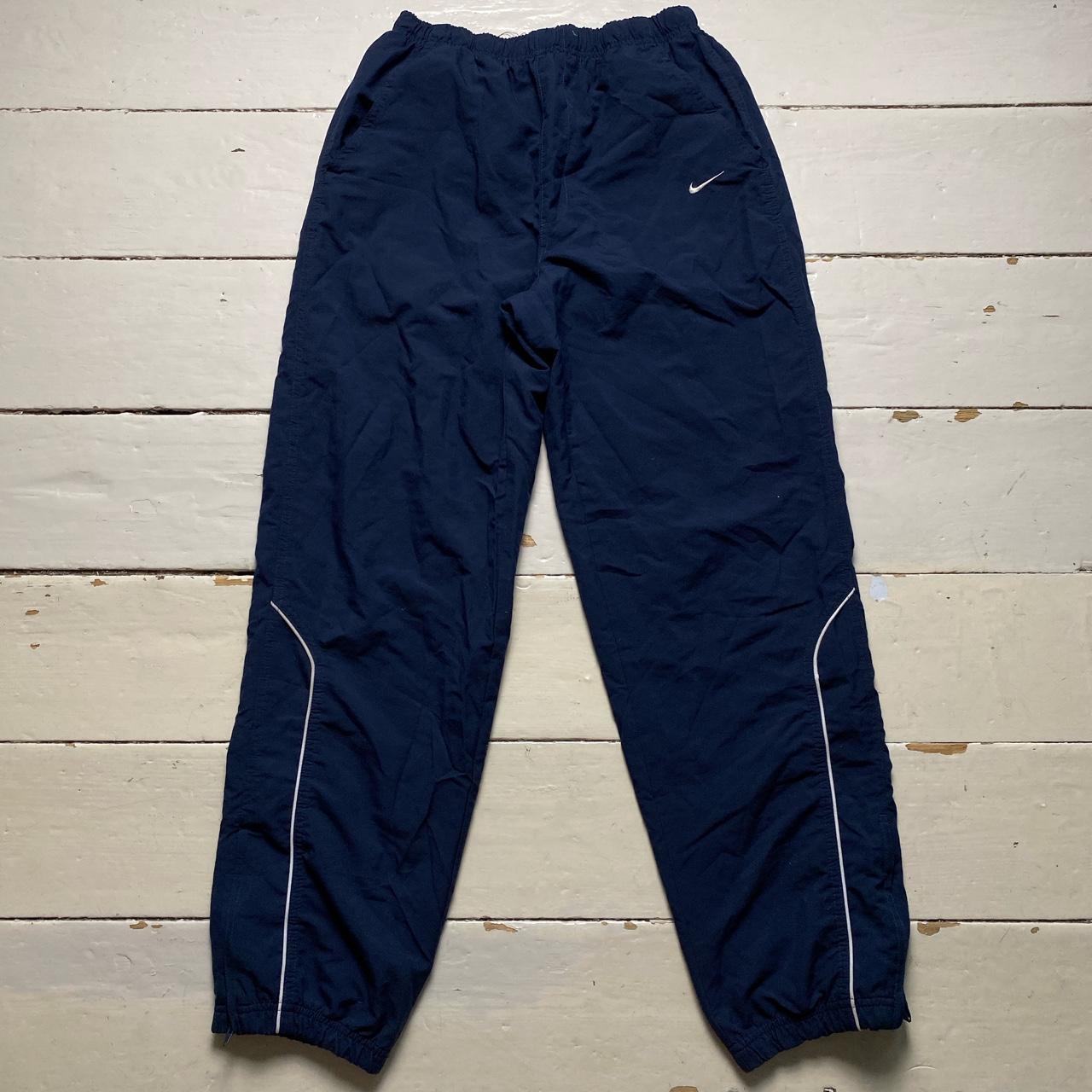 Nike Vintage Swoosh Navy and White Baggy Shell Track Pant Bottoms