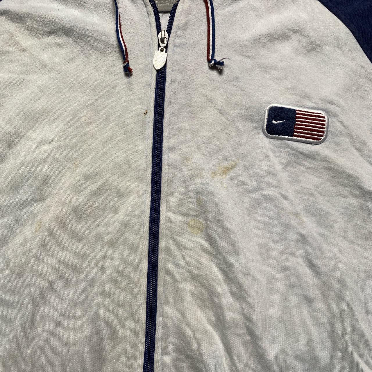Nike USA Vintage Y2K Light Baby Blue and Navy Hoodie (XL)