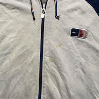 Nike USA Vintage Y2K Light Baby Blue and Navy Hoodie (XL)