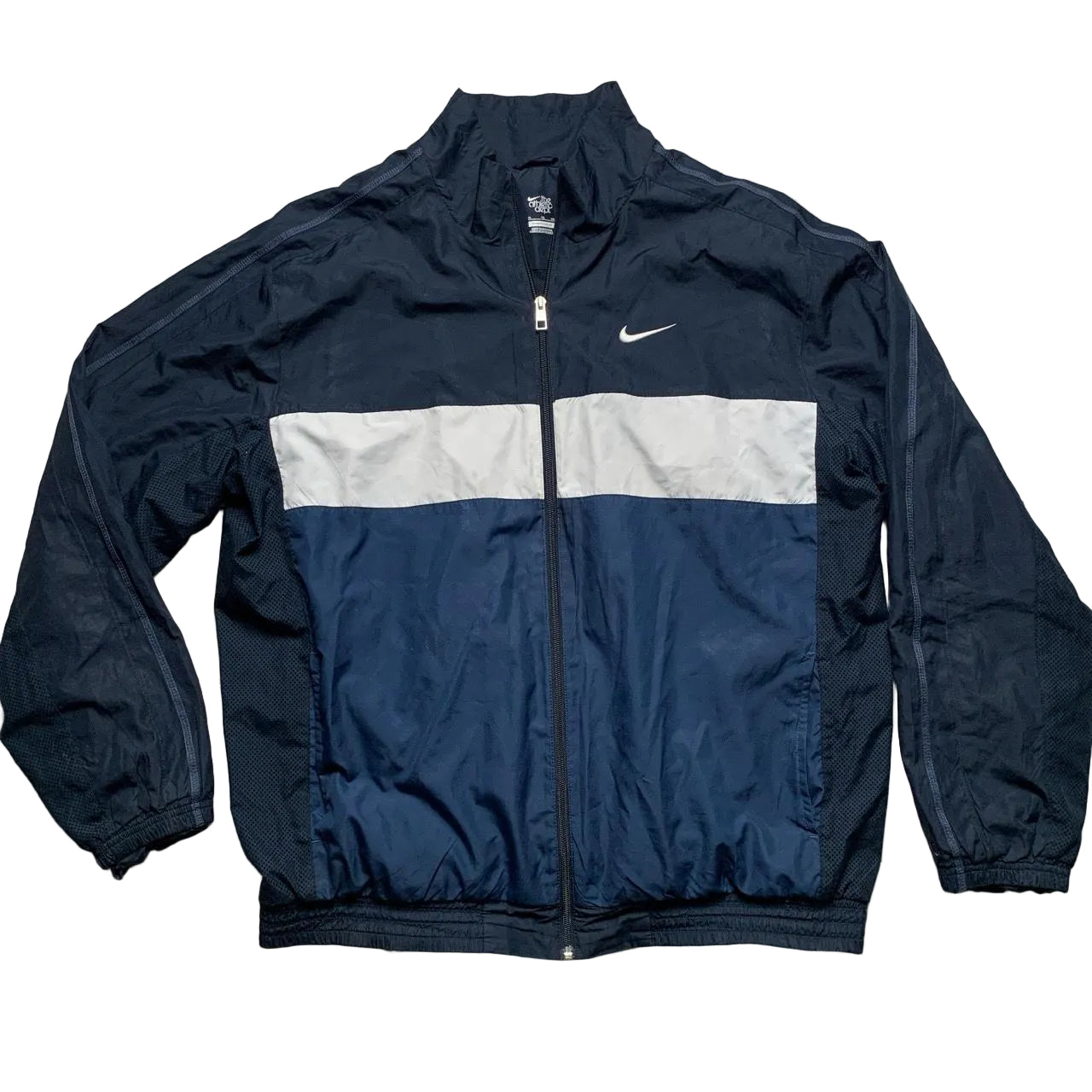 Nike Athletic Department Navy and White Shell Tracksuit Jacket (XL)