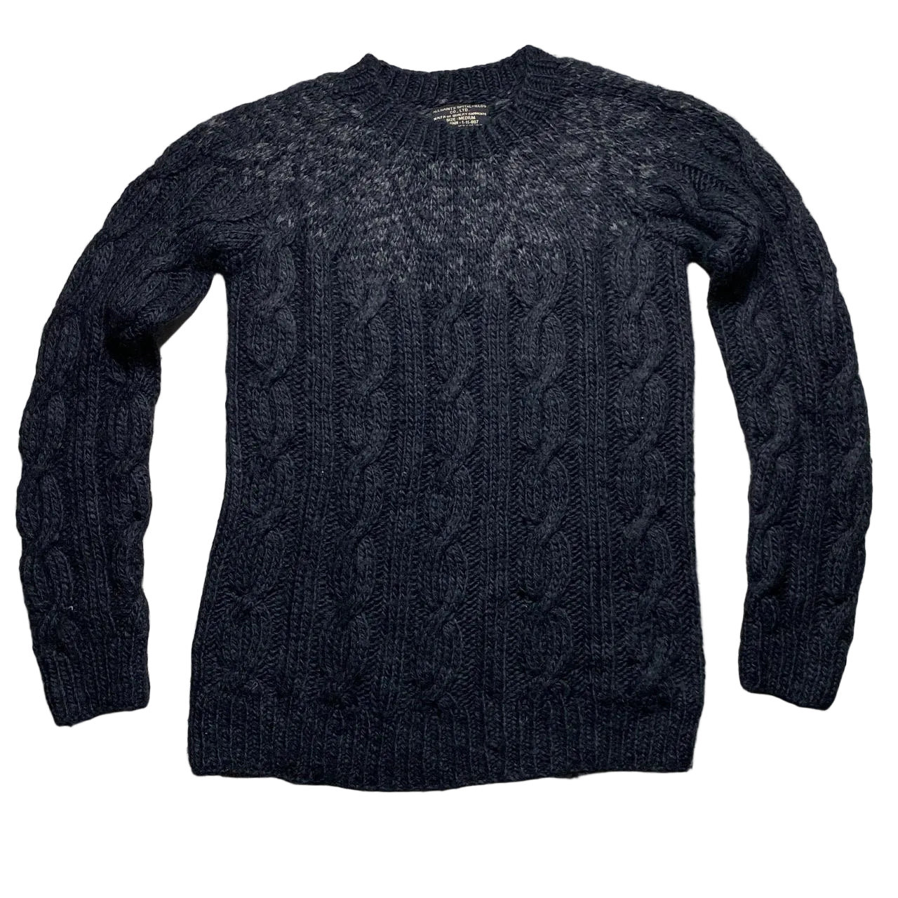 All Saints Black and Grey Thick Knitted Jumper (M)