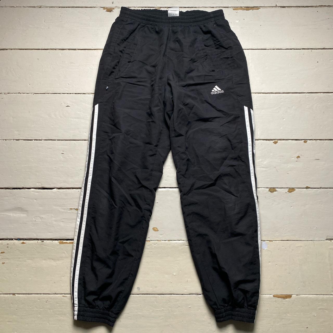 Adidas Black and White 3 Stripe Shell Trackpant Bottoms