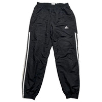 Adidas Black and White 3 Stripe Shell Trackpant Bottoms (S)