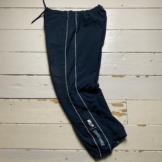 Reebok Vintage Baggy Navy and White Shell Track Pant Bottoms