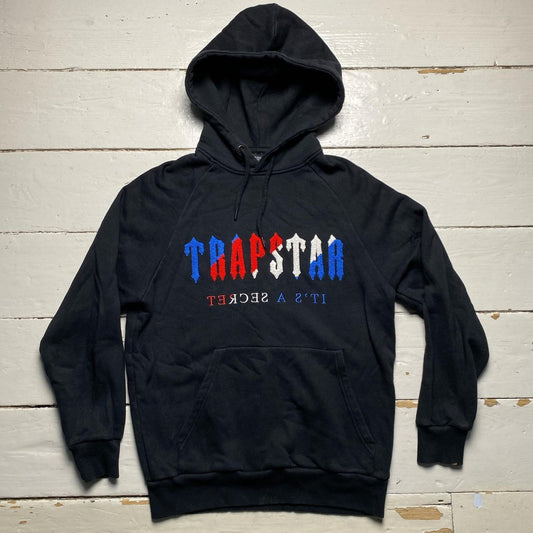 Traptar London Black Chenille French Red White and Blue Hoodie