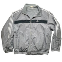Adidas Vintage Silver Grey and White Shell Tracksuit Jacket (L)