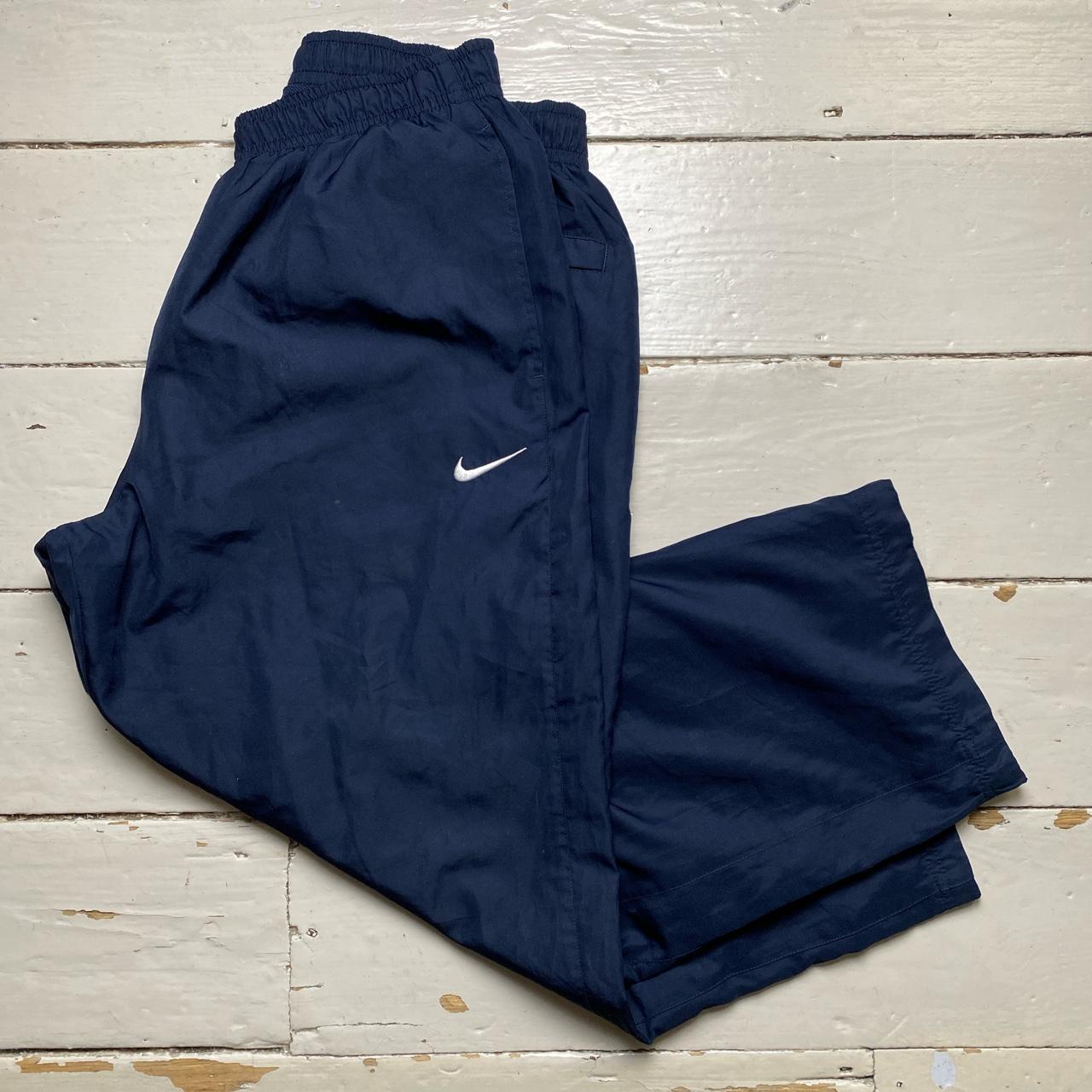 Nike Swoosh Navy and White Baggy Shell Trackpant Bottoms