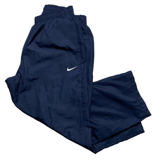 Nike Swoosh Navy and White Baggy Shell Trackpant Bottoms (XL)