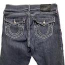 True Religion Casey Womens Grey Big Pink and White Stitch Jeans (27W)