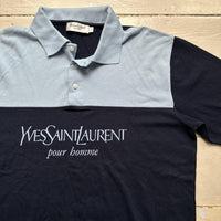 Yves Saint Laurent Vintage Navy and Baby Blue Polo Shirt