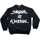 Streetz Is Watchin No Fear Elsinore Eyes Grime Y2K Black and White Jumper (2XL)