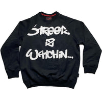 Streetz Is Watchin No Fear Elsinore Eyes Grime Y2K Black and White Jumper (2XL)