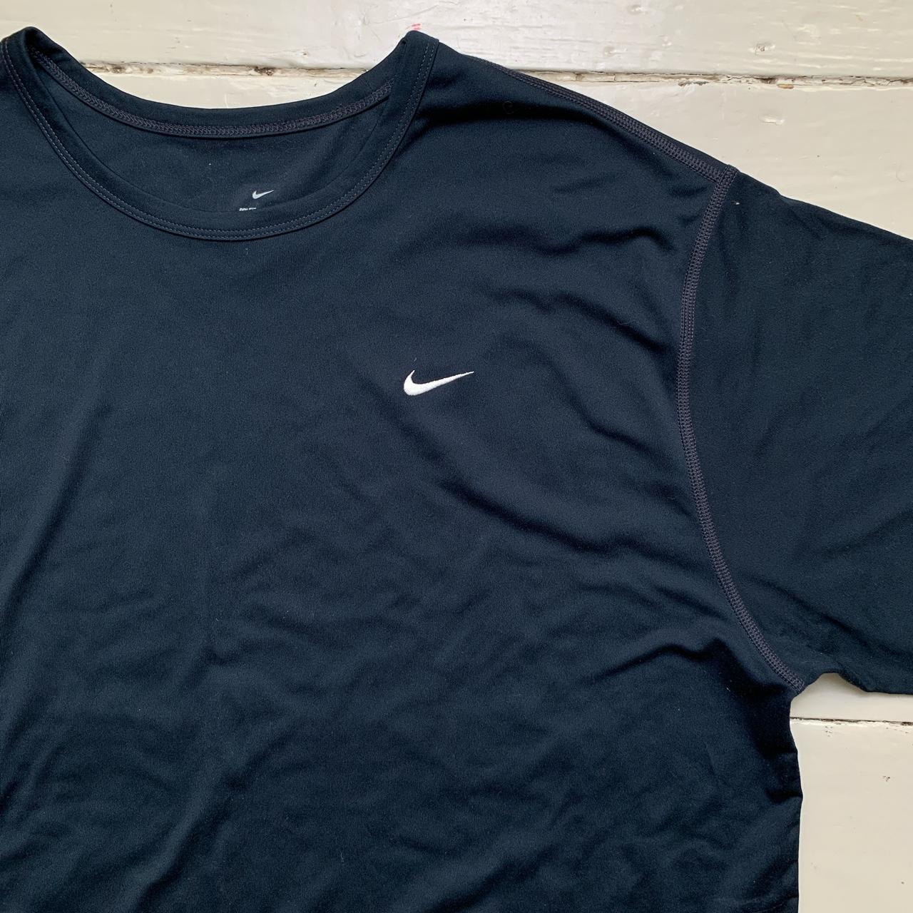 Nike Dri Fit Vintage Swoosh Navy and White T Shirt