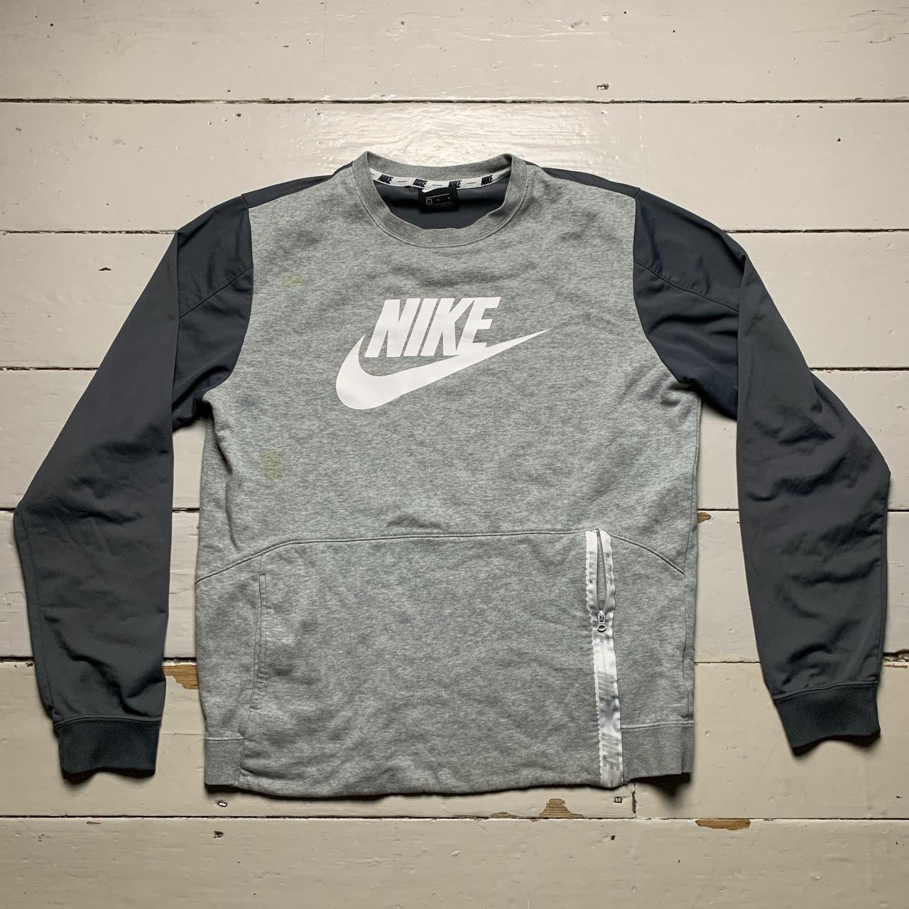 Nike Big Swoosh Grey and White Jumper