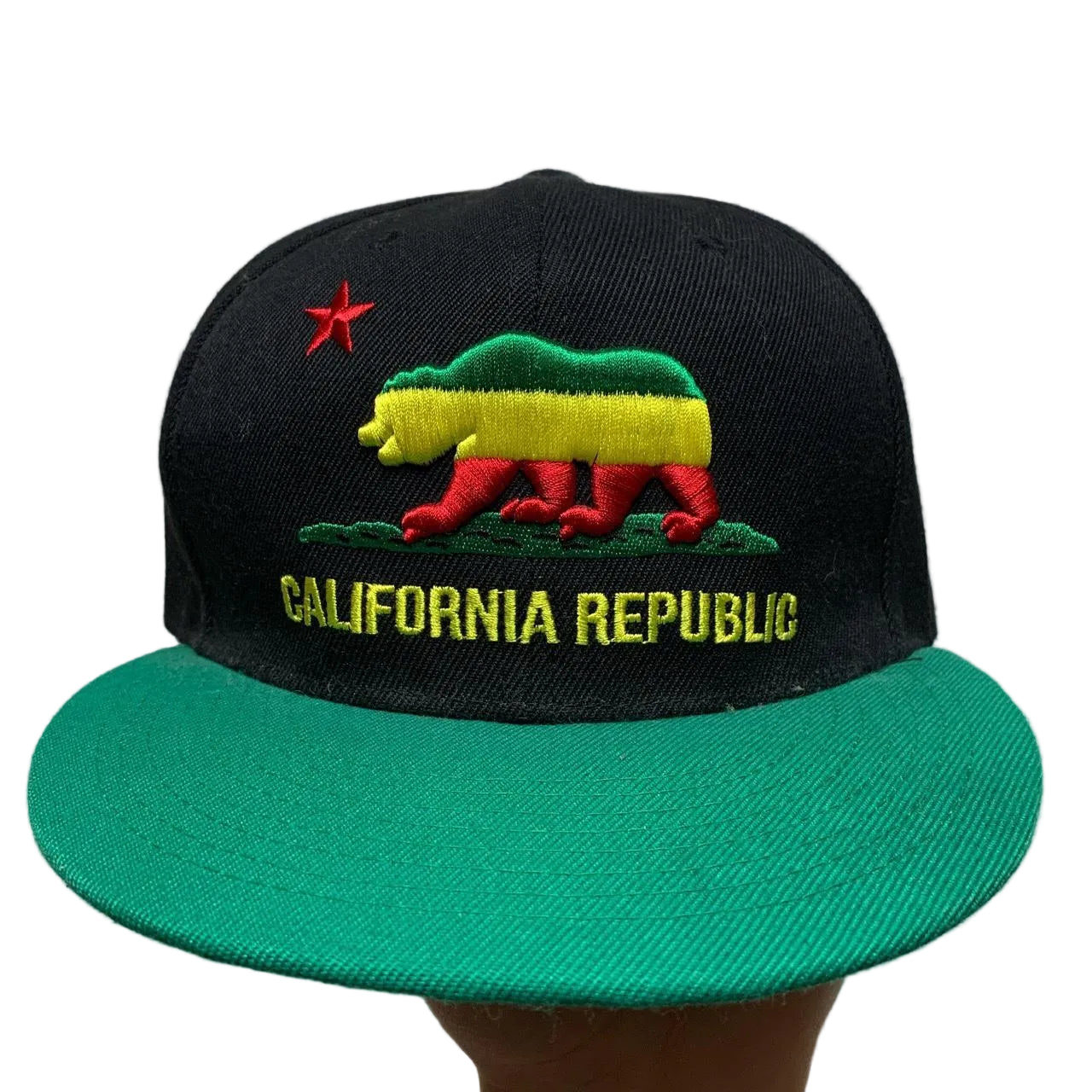 California Republic Black Rasta and Green Snapback Cap