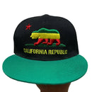 California Republic Black Rasta and Green Snapback Cap