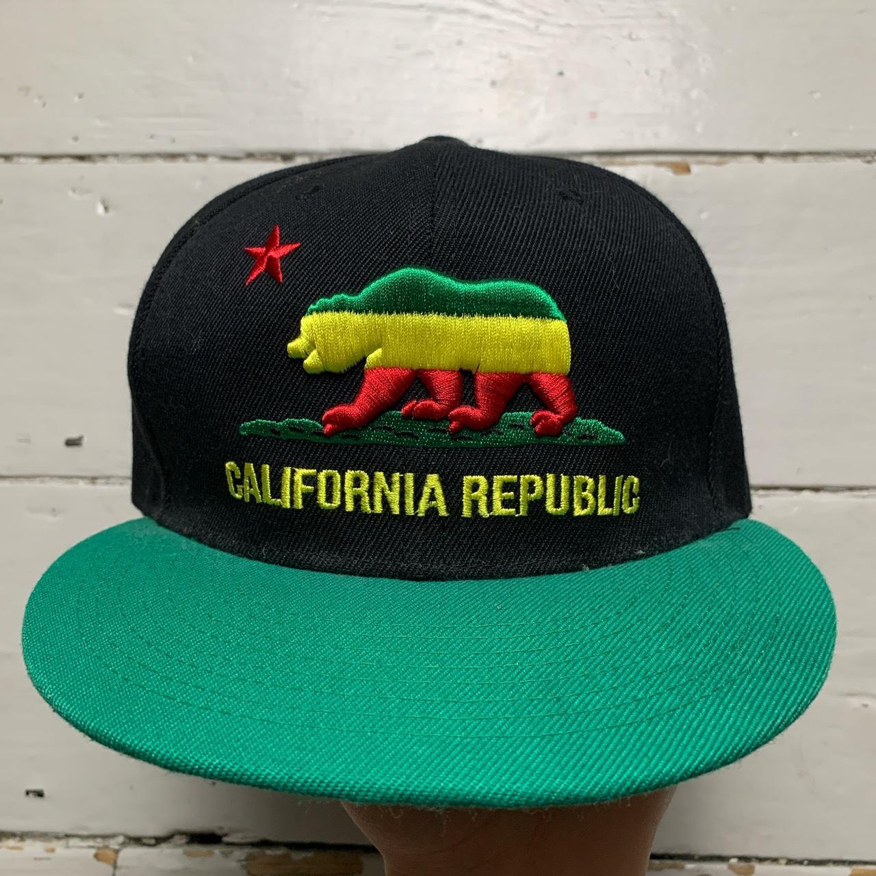 California Republic Black Rasta and Green Snapback Cap