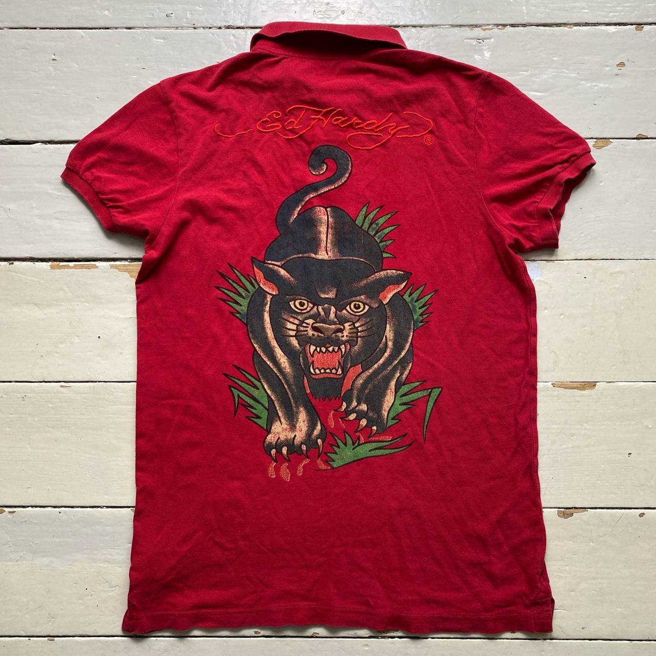 Ed Hardy Vintage Panther Red Polo Shirt