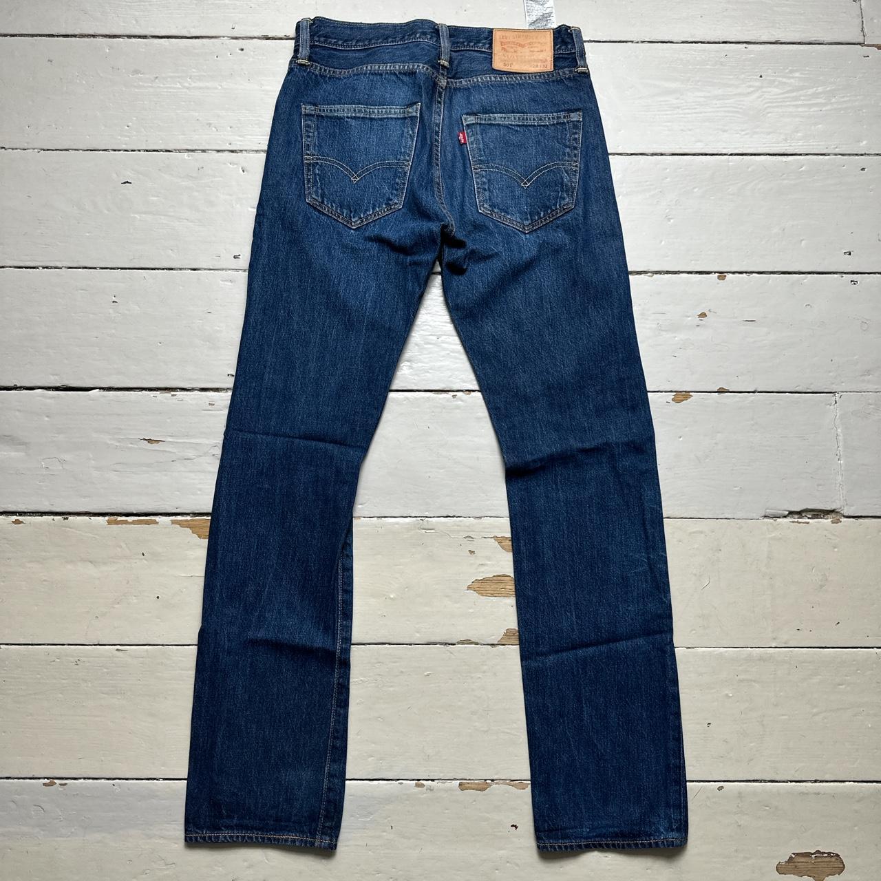 Levis 501 Navy Distressed Jeans