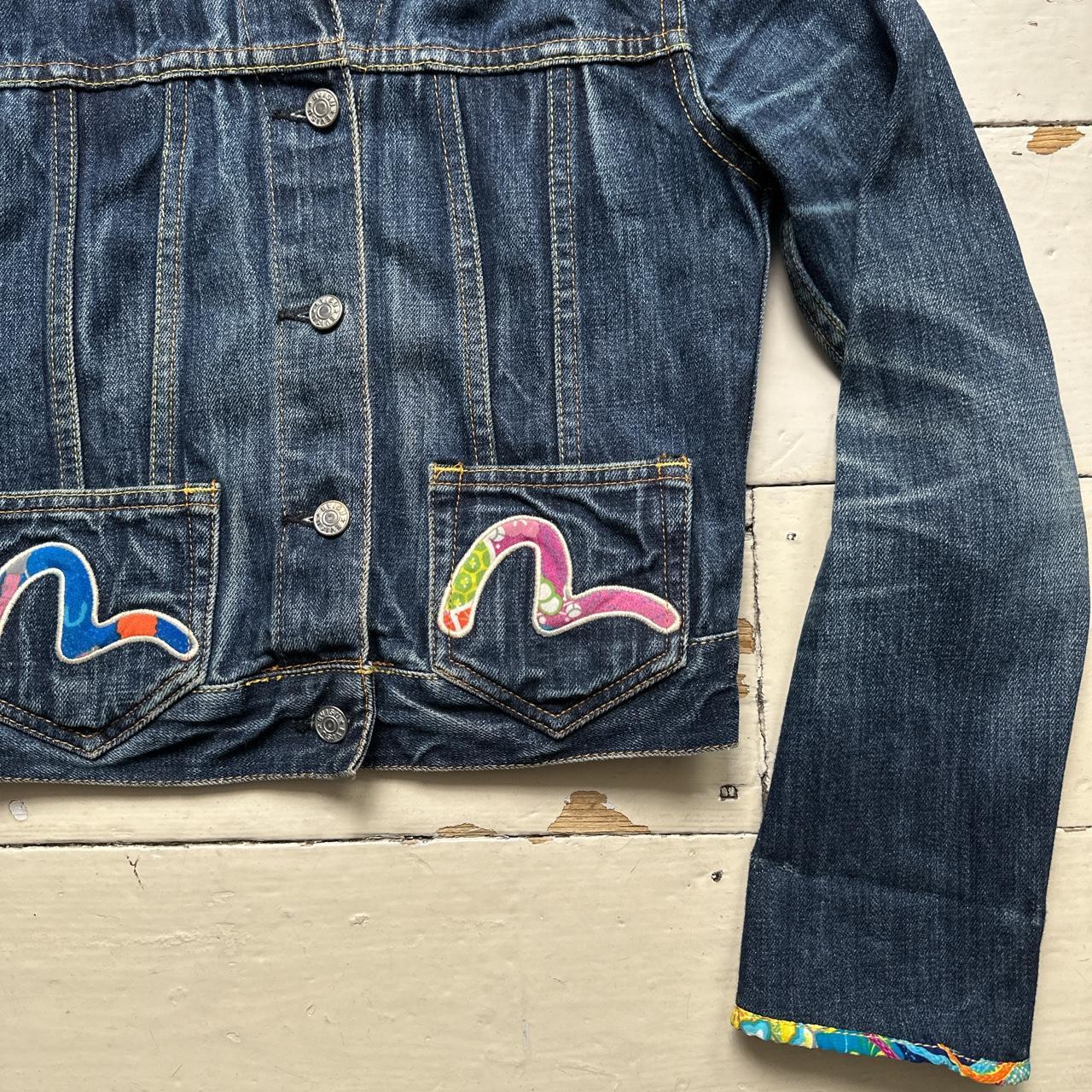 Evisu Womens Vintage Denim Daicock Swoosh Floral Jacket