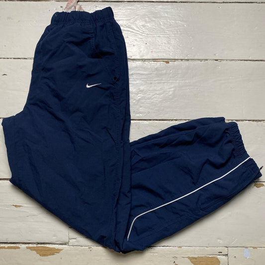 Nike Vintage Swoosh Navy and White Baggy Shell Track Pant Bottoms