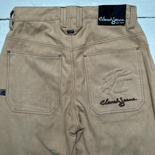 Clench Jeans Vintage Baggy Soft Felt Cream and Brown