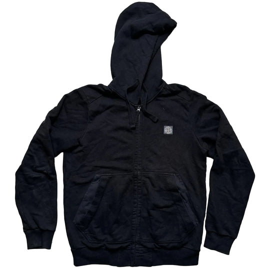 Stone Island Black and White Square Patch Zip Hoodie (M)
