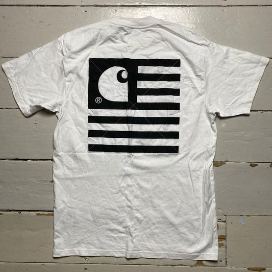 Carharrt WIP USA Wave Flag T Shirt White and Black