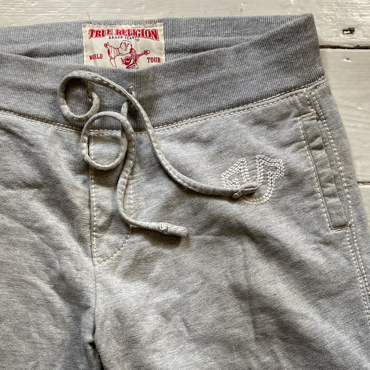 True Religion Big Contrast Triple Stitch Heather Grey and White Joggers