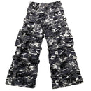 Criminal Damage White and Grey Camouflage Baggy Cargo Combat Bondage Trousers (32W)