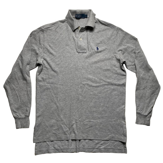 Ralph Lauren Polo Grey and Navy Long Sleeve Polo Shirt (S)