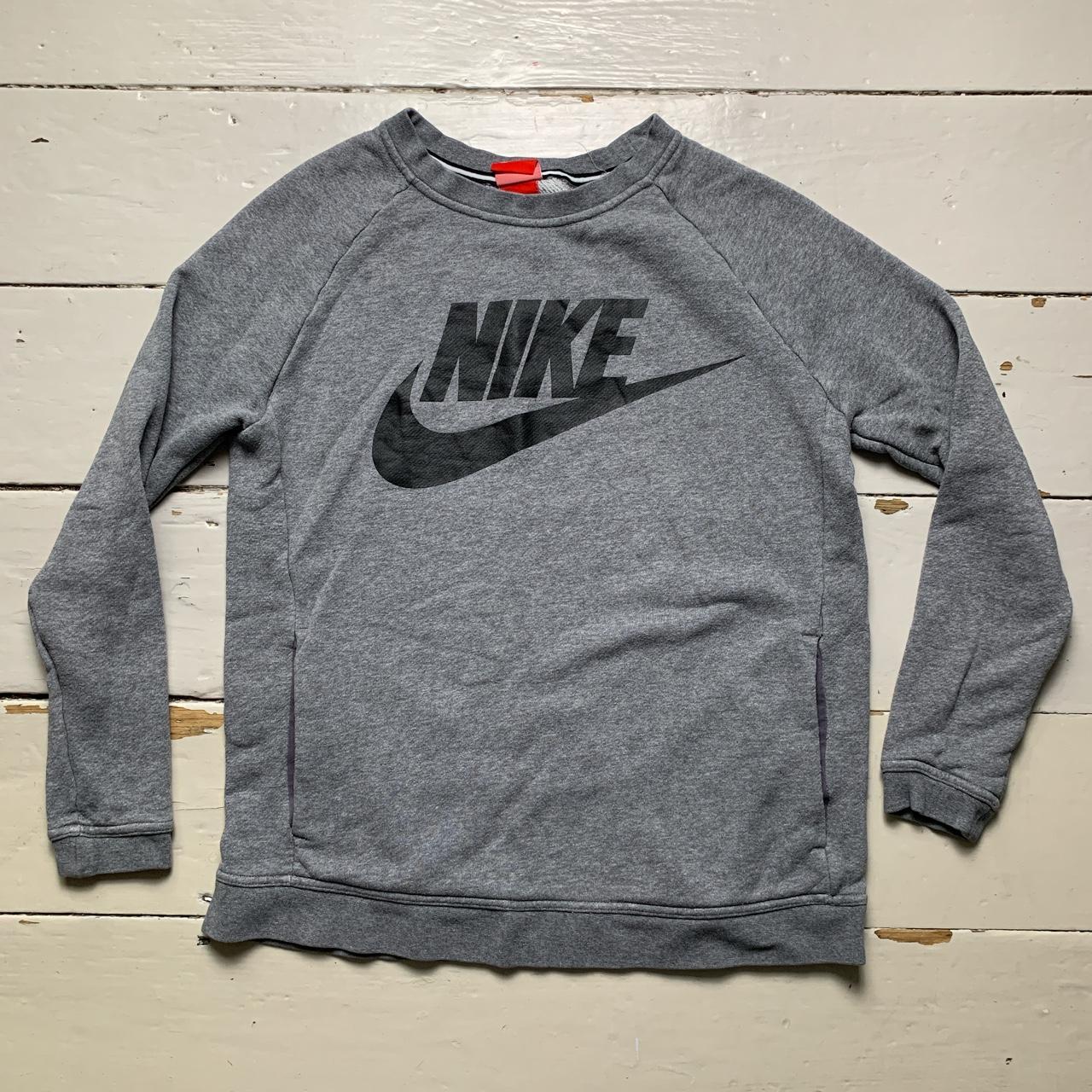 Nike Big Swoosh Grey and Black Womens Jumper