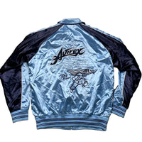 Avirex Satin Baby Blue and Navy Bomber Jacket (L)