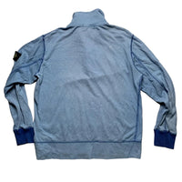 Stone Island Vintage Light Baby Blue Contrast Stitch Zip Button Quarter Zip Jumper (L)