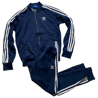 Adidas SST Navy and White 3 Stripe Full Tracksuit (S)