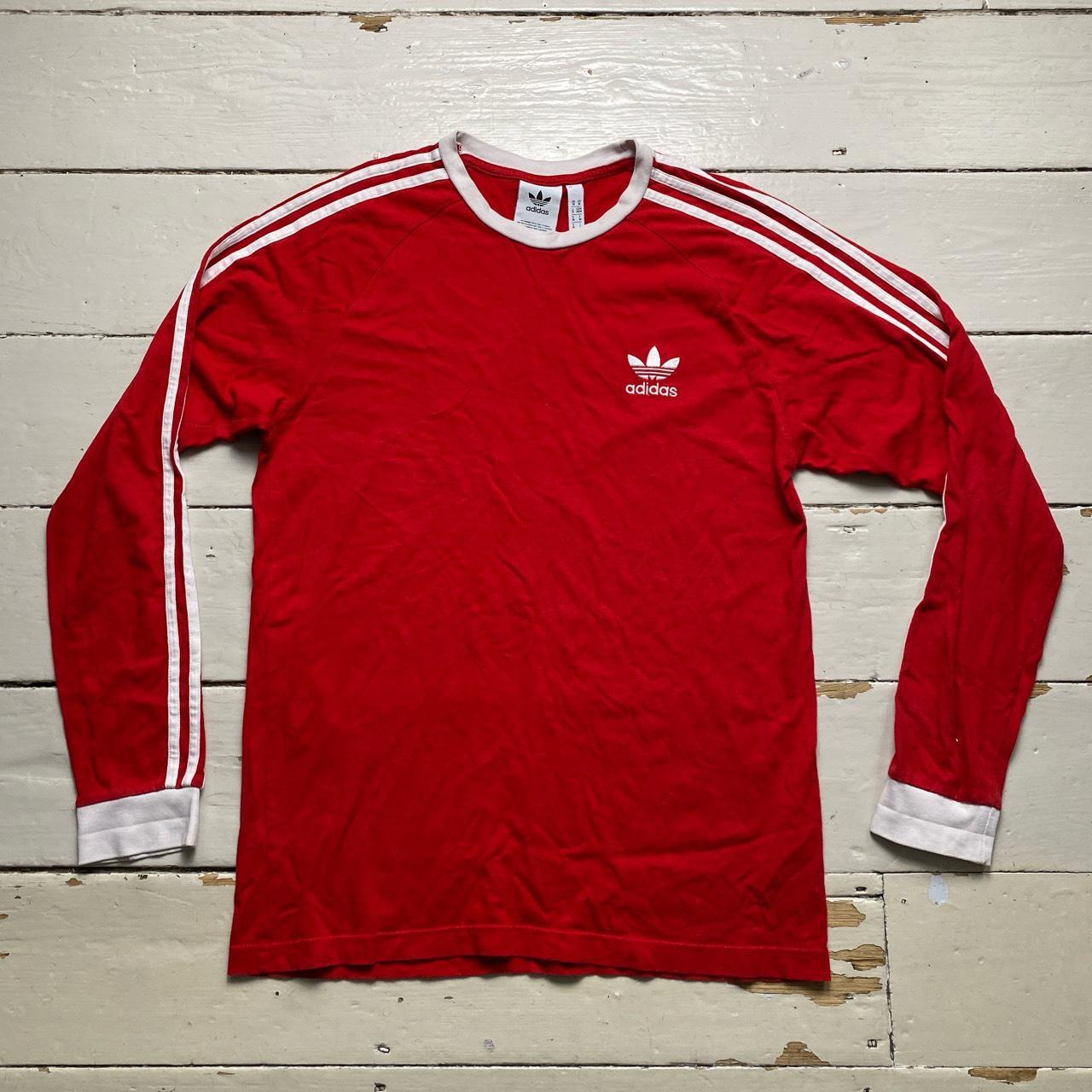 Adidas Originals Red and White Long Sleeve T Shirt