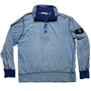 Stone Island Vintage Light Baby Blue Contrast Stitch Zip Button Quarter Zip Jumper (L)