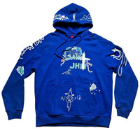 Cult Saint John Blue and White Hoodie (XL)