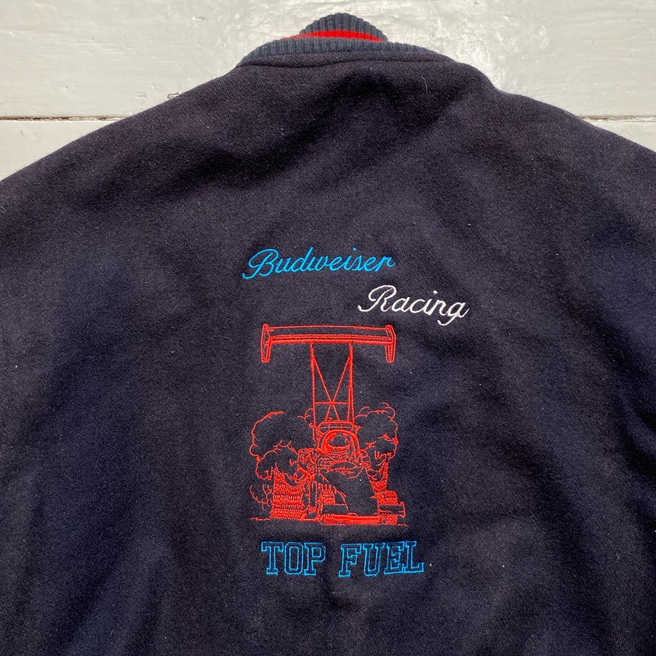 Budweiser Vintage Racing Drag Race Varsity Bomber Jacket